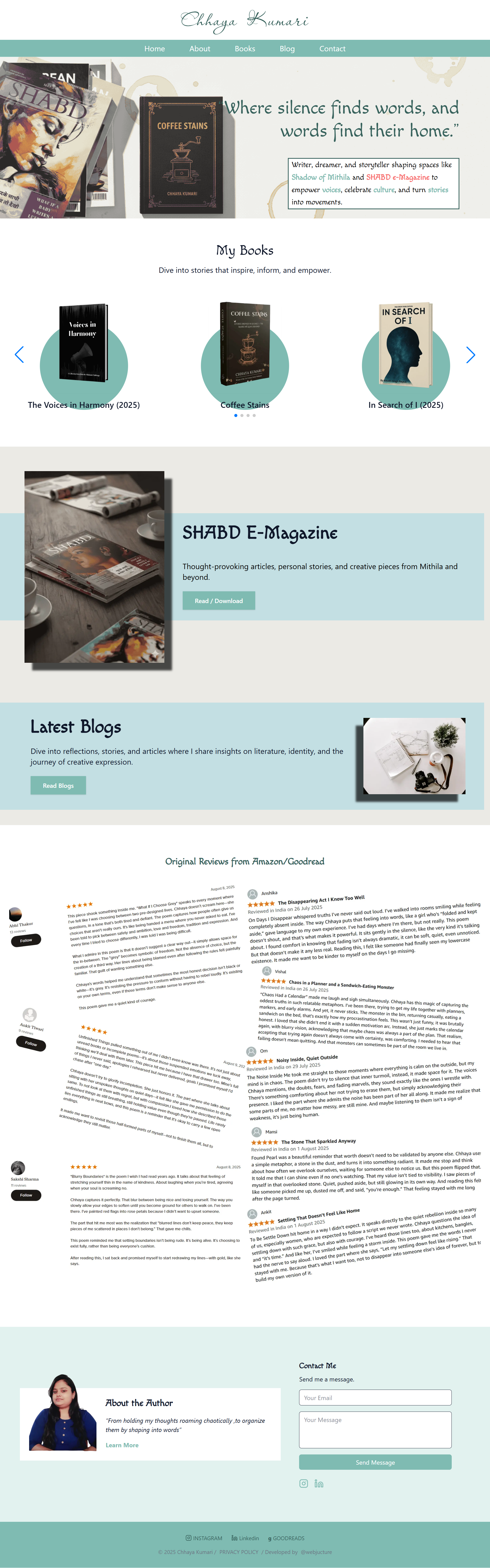 Author Website - Chaaya Kumari